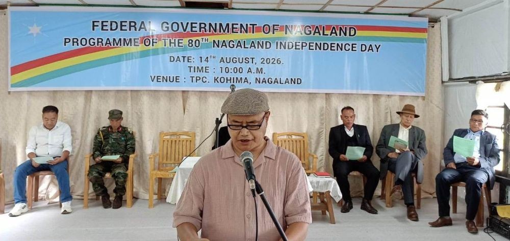 Kezha Angami, Kedahge, FGN addressing the ‘80th Nagaland Independence Day’ in Kohima on August 14.